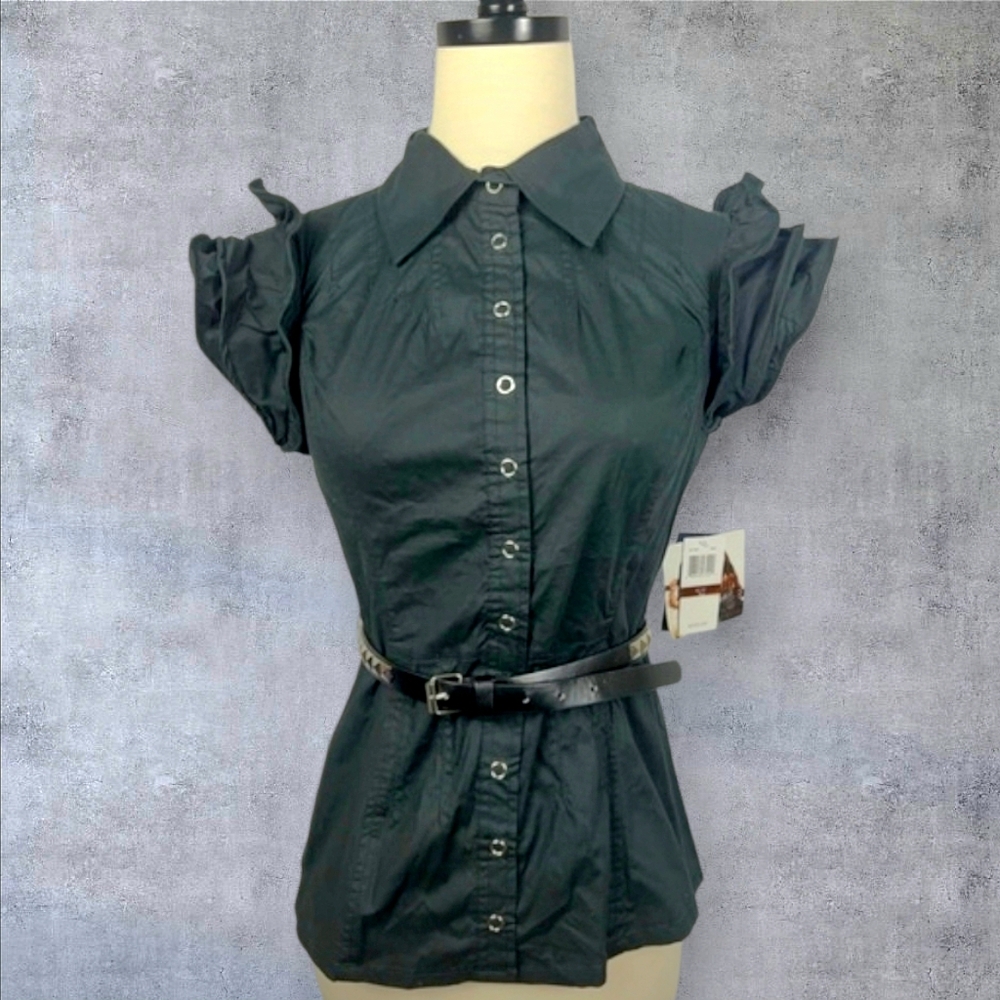 Dereon NWT Y2K Deadstock Top w/Belt Black Medium